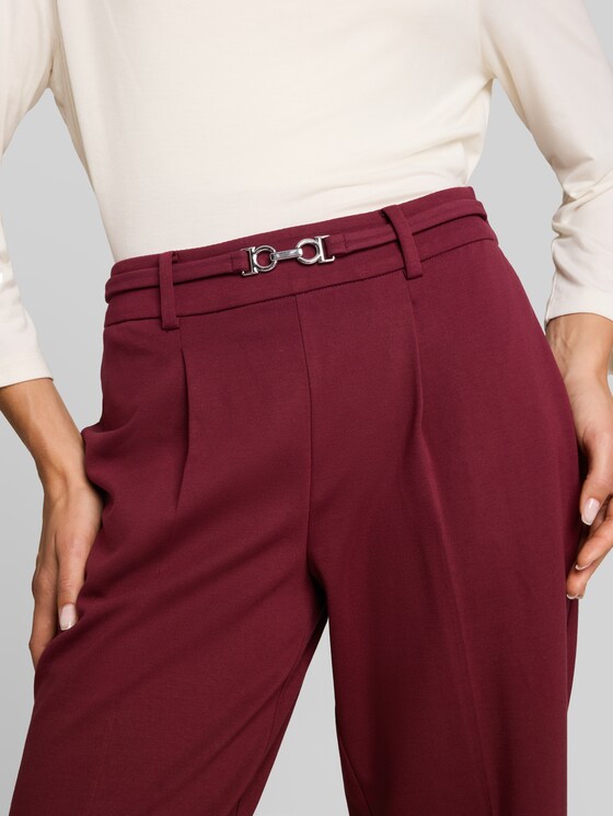 Cropped straight-leg trousers with a belt - Preppy Plum