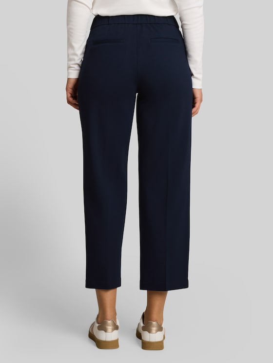 Cropped straight-leg trousers with a belt - sky captain blue
