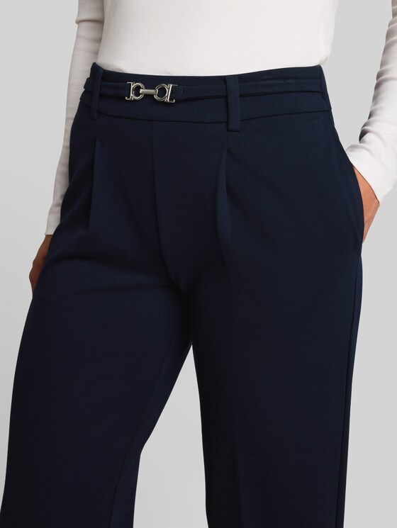 Cropped straight-leg trousers with a belt - sky captain blue