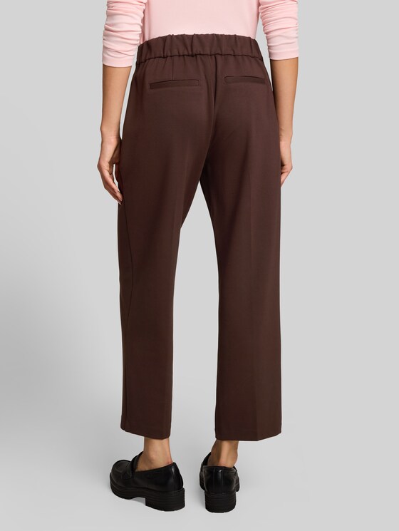 Cropped straight-leg trousers with a belt - java dark brown