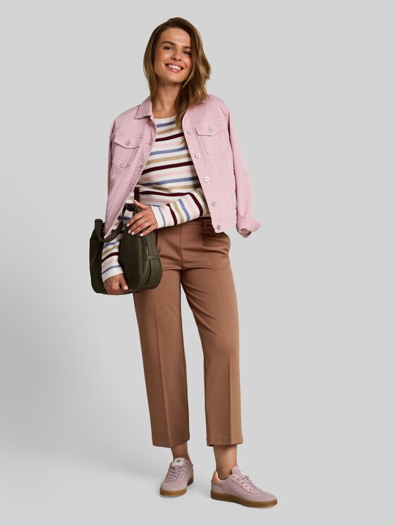 Cropped straight-leg trousers with a belt - camel