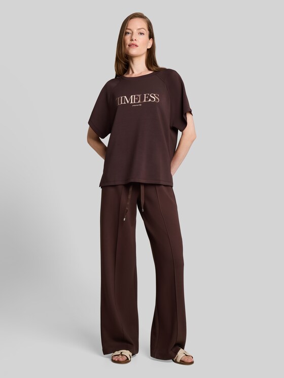 Wide-leg scuba trousers - java dark brown