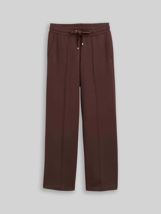 Wide-leg scuba trousers - java dark brown