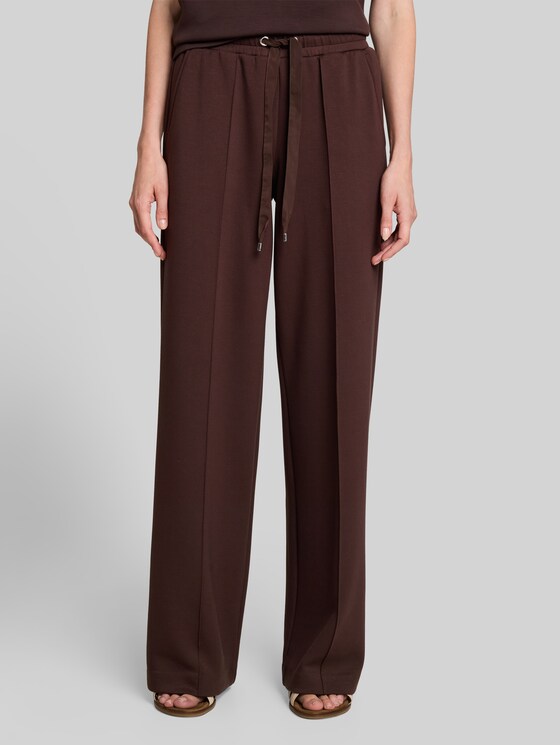 Wide-leg scuba trousers - java dark brown