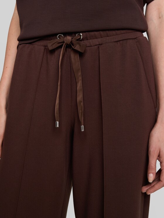 Wide-leg scuba trousers - java dark brown