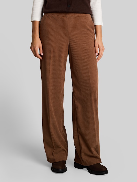 Wide-leg corduroy trousers - camel