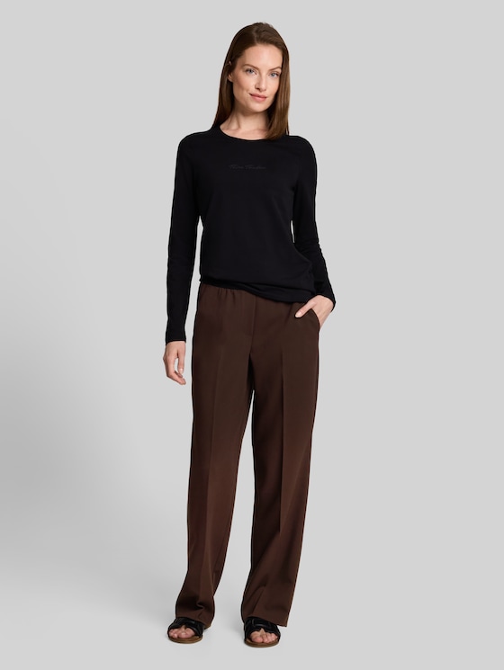 Straight Trousers with a crease - java dark brown