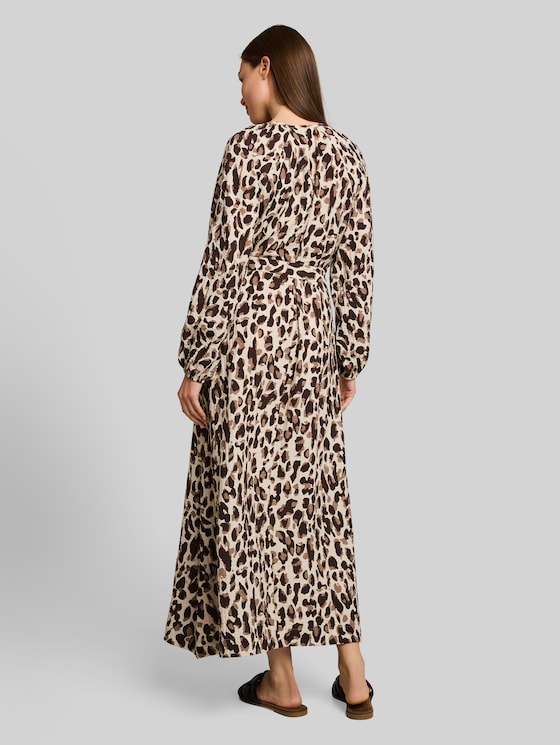 Maxi dress with leopard print - brown beige leo print
