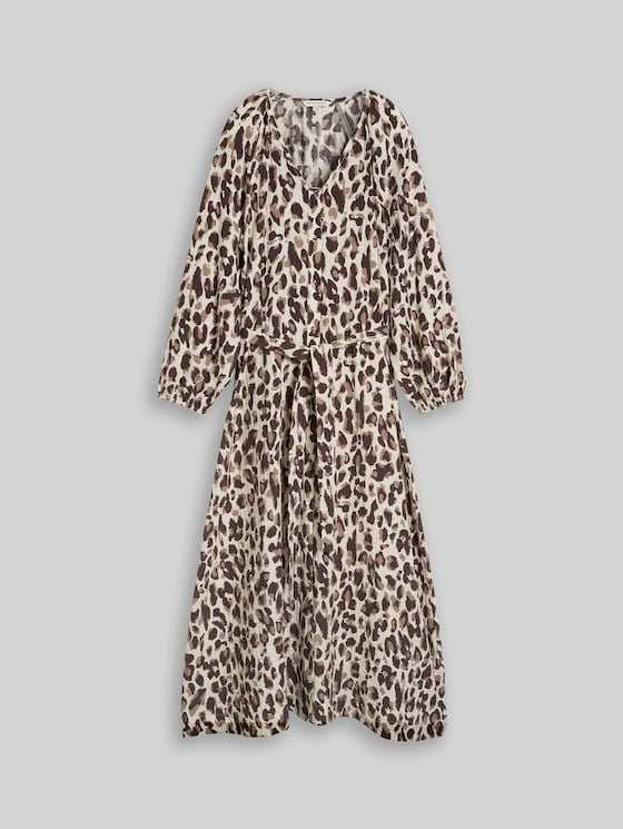 Maxi dress with leopard print - brown beige leo print