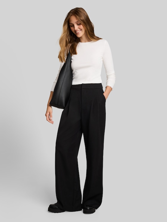 Wide leg trousers - deep black