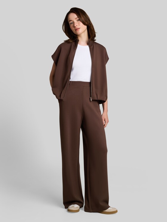 Scuba wide-leg trousers - cool dark brown