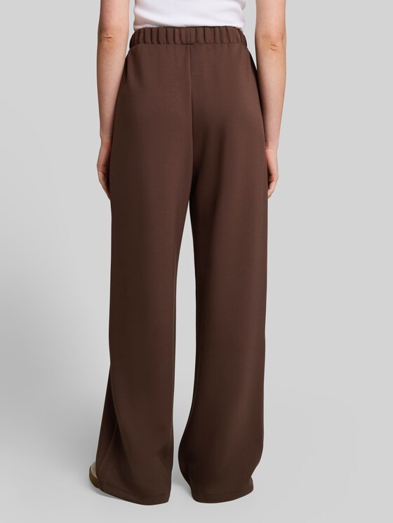 Scuba wide-leg trousers - cool dark brown