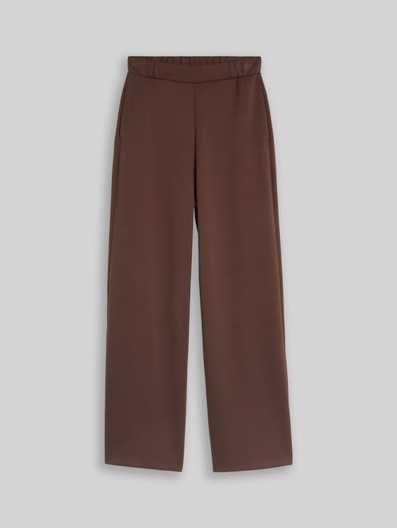 Scuba wide-leg trousers - cool dark brown
