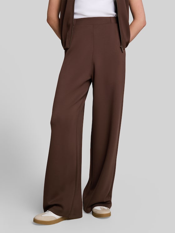 Scuba wide-leg trousers - cool dark brown