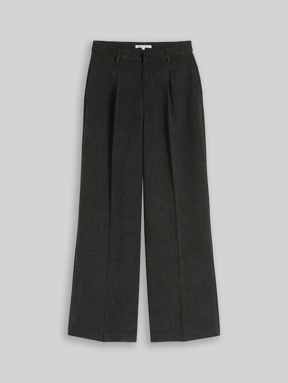 Wide-leg trousers with a crease - Shale Grey Melange