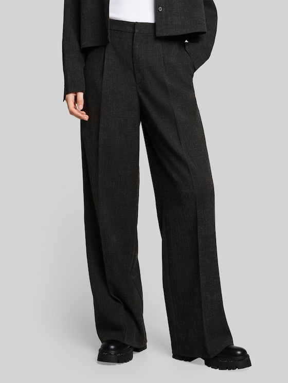 Wide-leg trousers with a crease - Shale Grey Melange