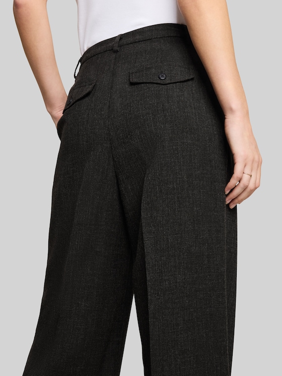 Wide-leg trousers with a crease - Shale Grey Melange
