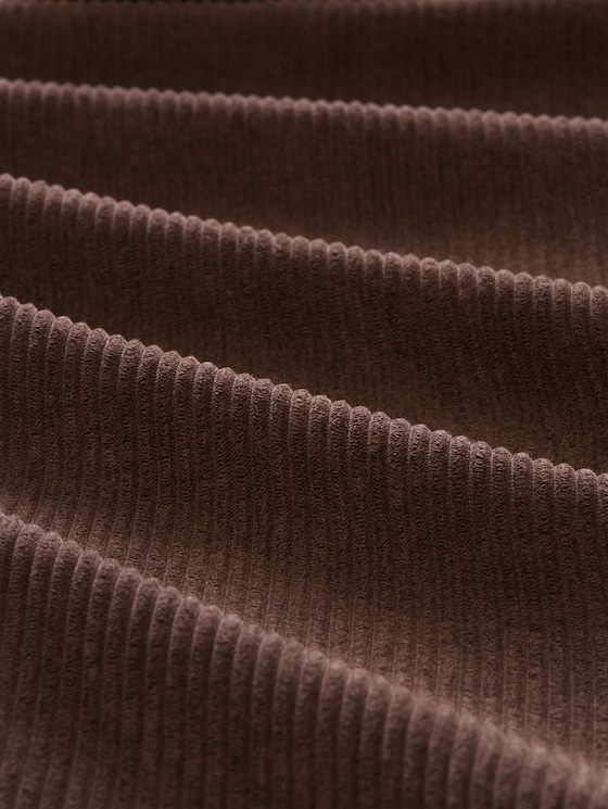 Barrel-cut corduroy trousers with drawstring - cool dark brown