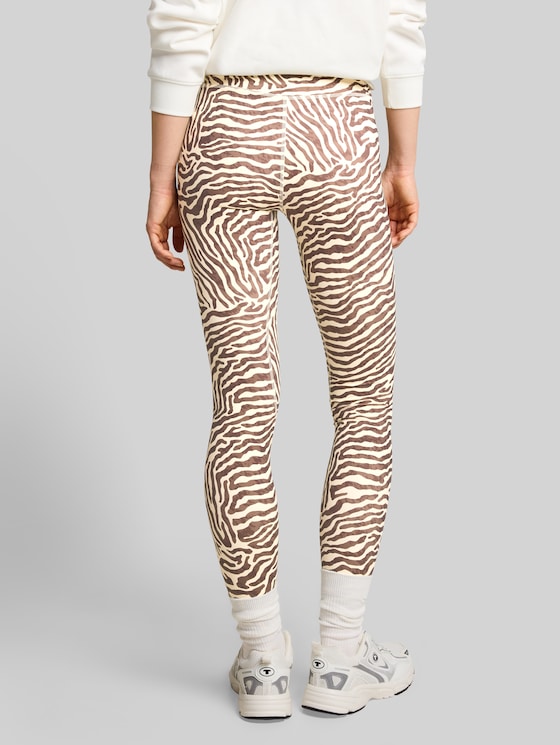 Sports leggings - brown beige zebra print