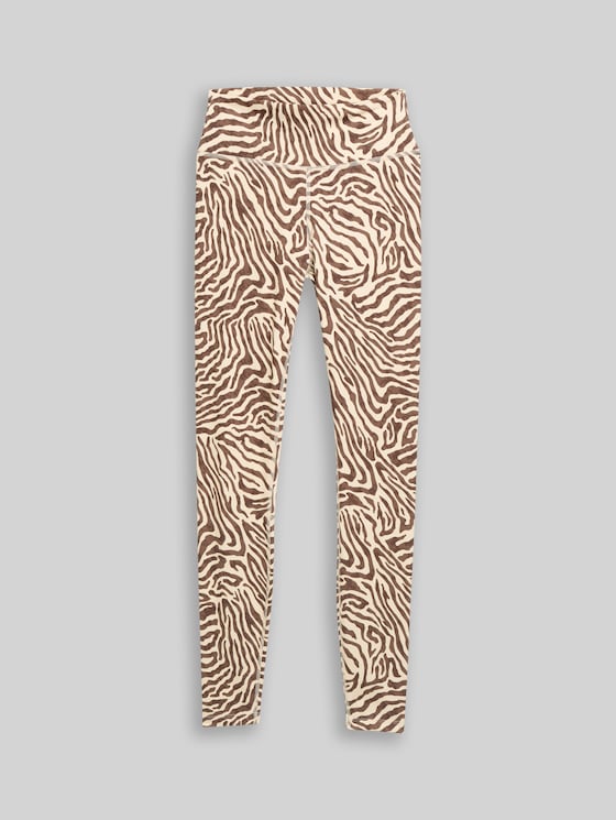 Sports leggings - brown beige zebra print