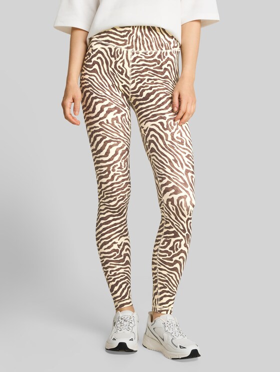 Sports leggings - brown beige zebra print