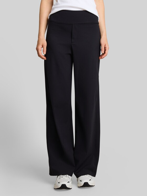 Wide-leg sports trousers - deep black