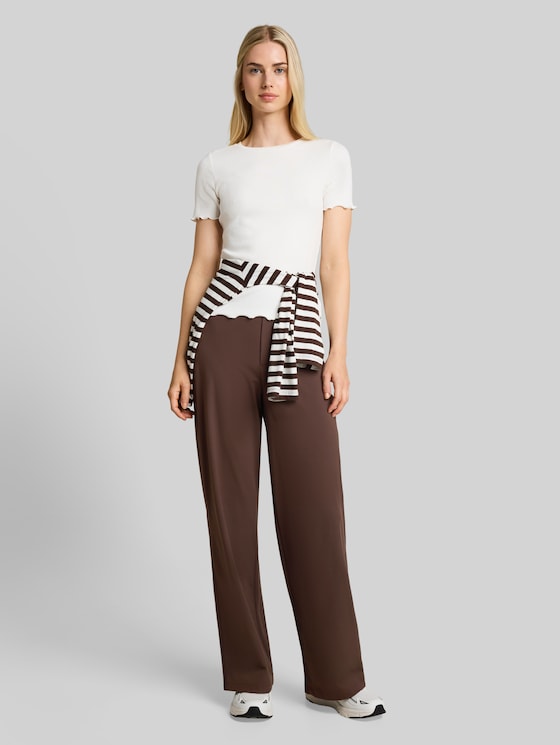 Wide-leg sports trousers - cool dark brown