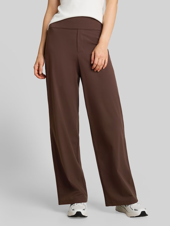 Wide-leg sports trousers - cool dark brown
