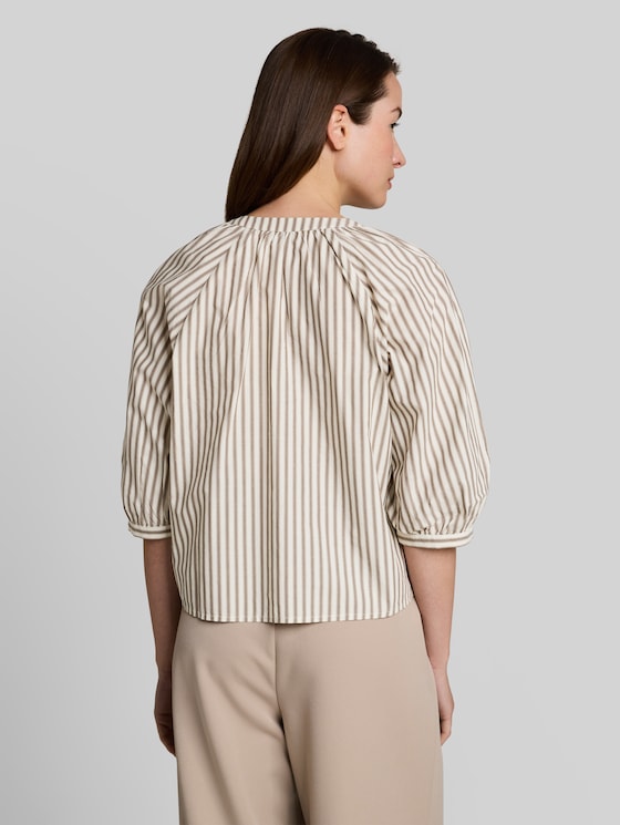 Striped blouse - off white brown beige stripe