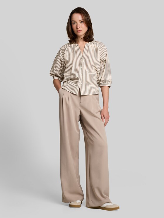 Striped blouse - off white brown beige stripe