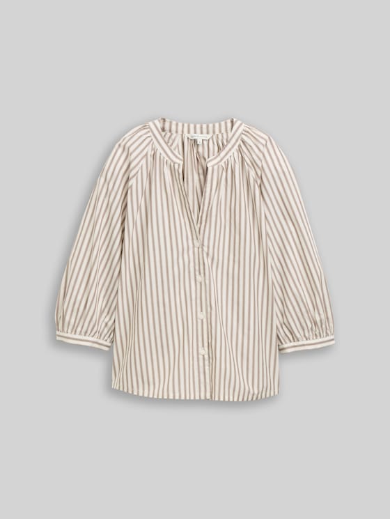Striped blouse - off white brown beige stripe