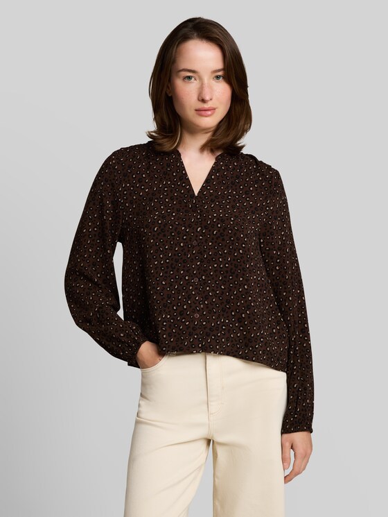 Blouse with pattern - brown black leo print