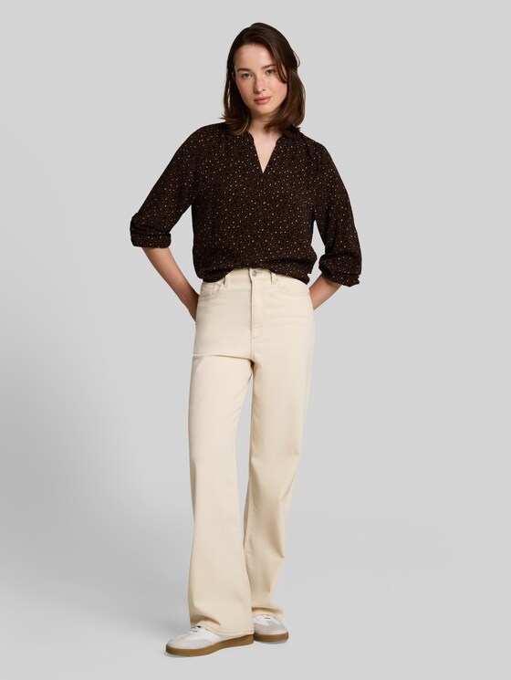 Blouse with pattern - brown black leo print