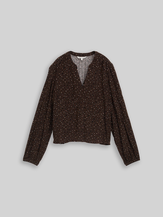 Blouse with pattern - brown black leo print