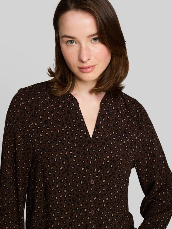 Blouse with pattern - brown black leo print