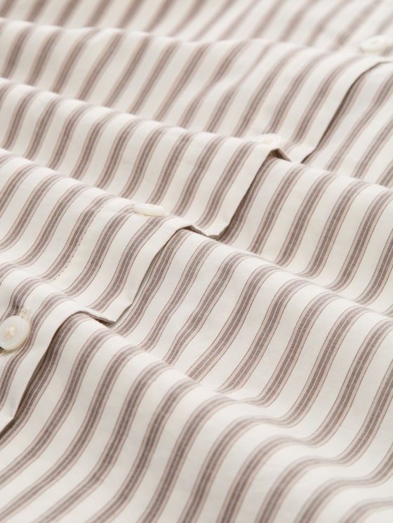 Oversized shirt blouse with stripe pattern - off white brown beige stripe