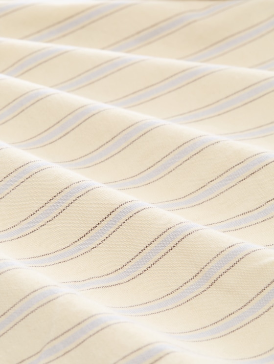 Oxford blouse with a bow - yellow blue brown stripe