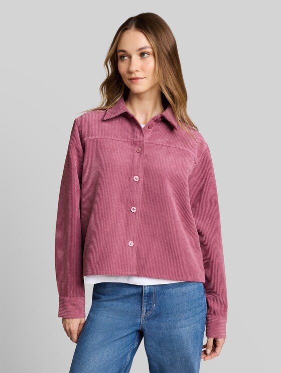 Boxy-fit corduroy blouse - dusty berry