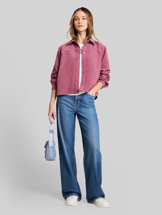 Boxy-fit corduroy blouse - dusty berry