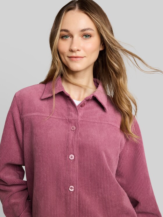 Boxy-fit corduroy blouse - dusty berry