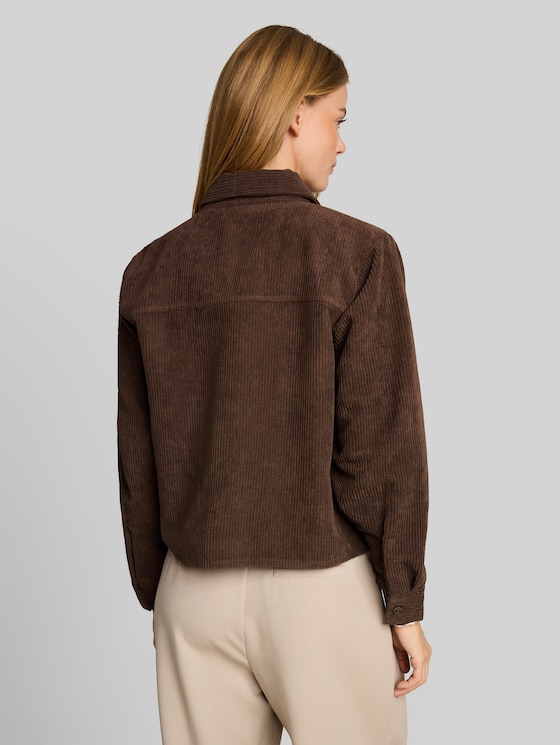 Boxy-fit corduroy blouse - cool dark brown
