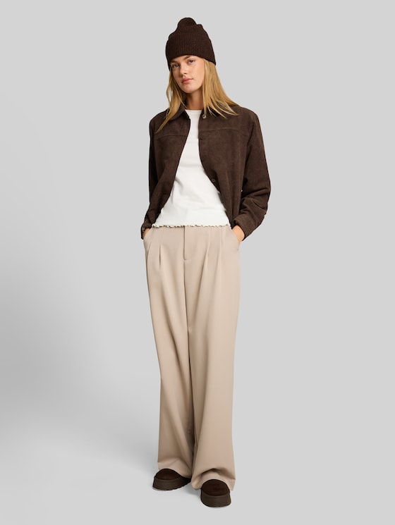 Boxy-fit corduroy blouse - cool dark brown