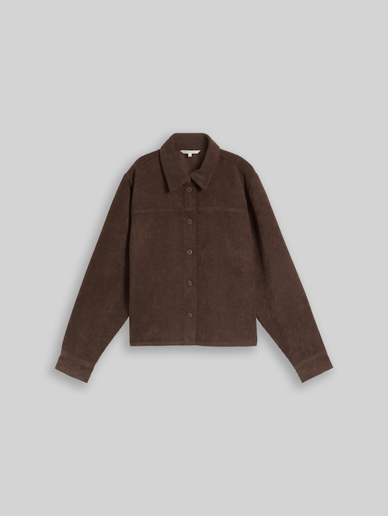 Boxy-fit corduroy blouse - cool dark brown