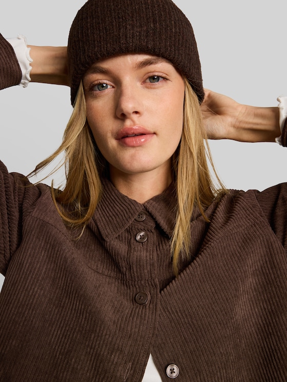 Boxy-fit corduroy blouse - cool dark brown