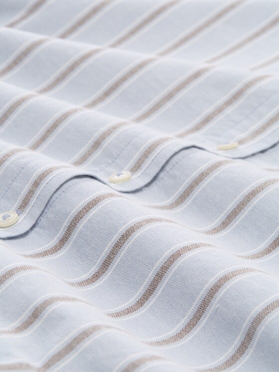 Boxy fit shirt blouse with striped pattern - blue brown white stripe