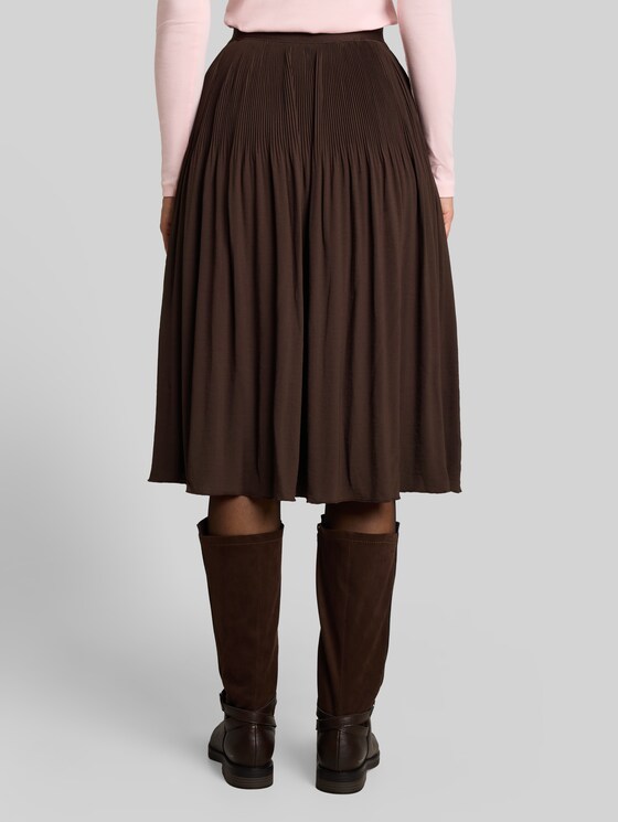 Pleated skirt with elasticated waistband - java dark brown