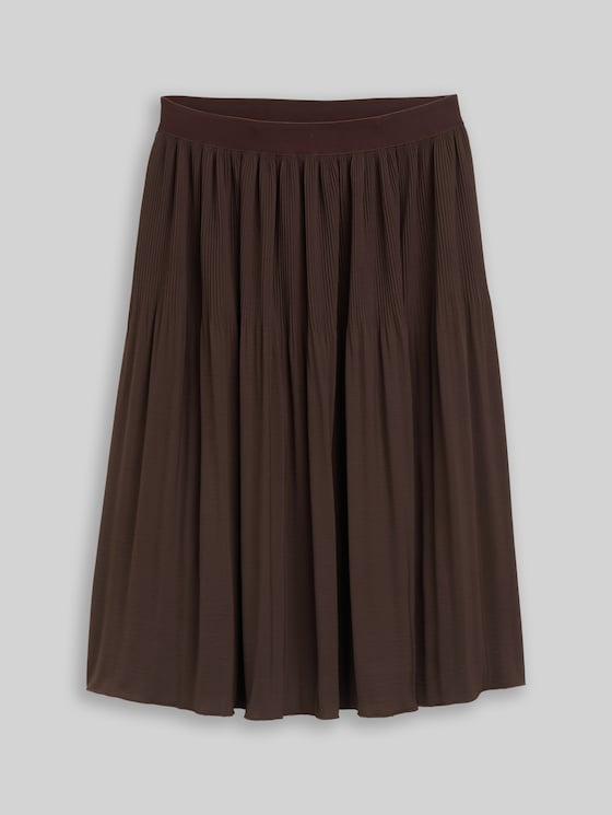 Pleated skirt with elasticated waistband - java dark brown