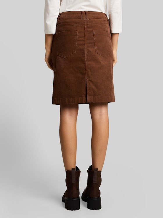 Corduroy skirt with pockets - camel