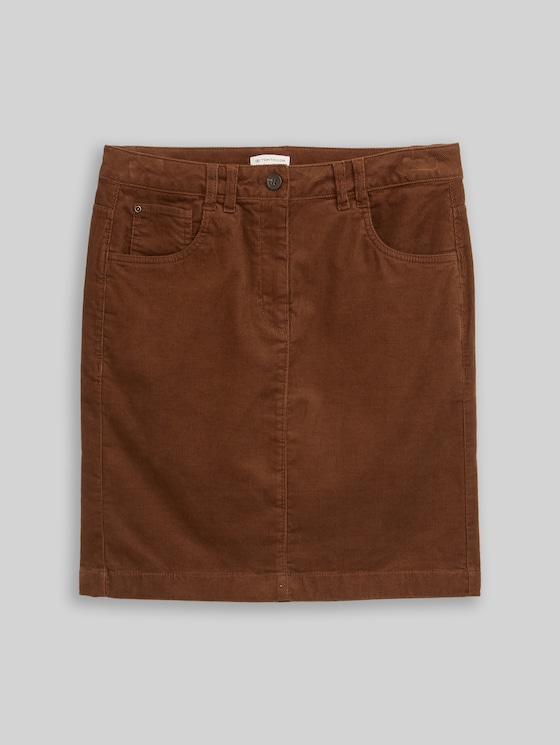 Corduroy skirt with pockets - camel