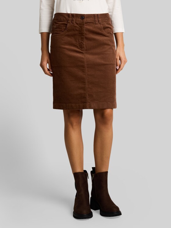 Corduroy skirt with pockets - camel